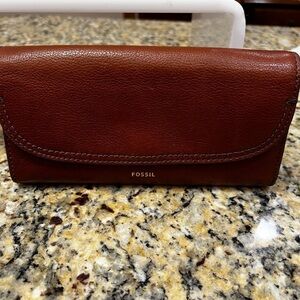 Fossil Chestnut Leather Card Holder wallet